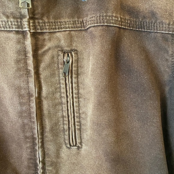 VINTAGE carhartt Dark Brown Sun Faded Canvas Lined Chore Utility Barn Jacket L - Picture 6 of 13
